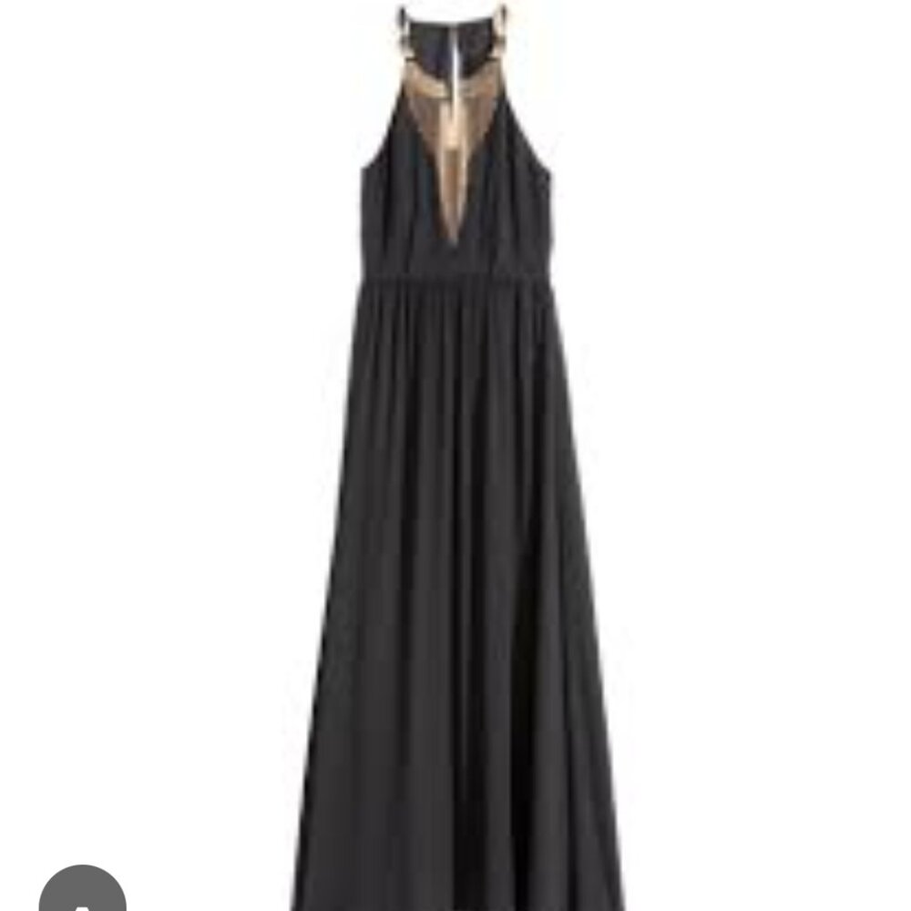 NWT H&M Studio Black Flowy Chiffon Maxi Dress Size 8 - Picture 2 of 9